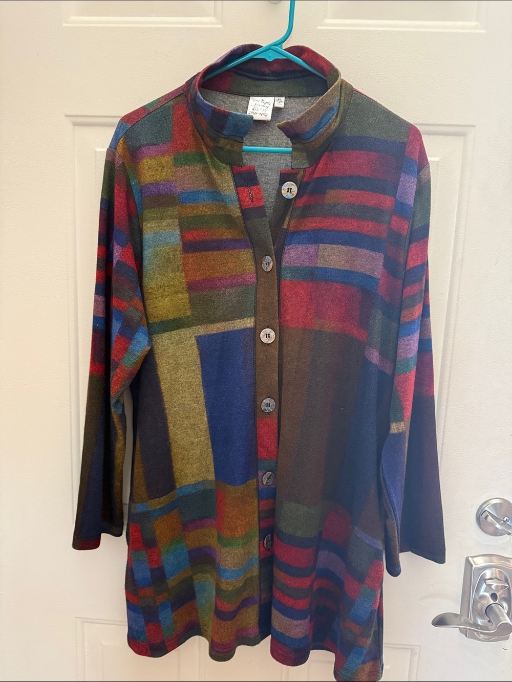 Parsley & Sage Multicolor Plaid Tunic with Teal Accent